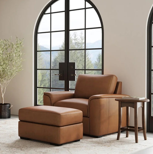 Henry Leather Chair and Ottoman